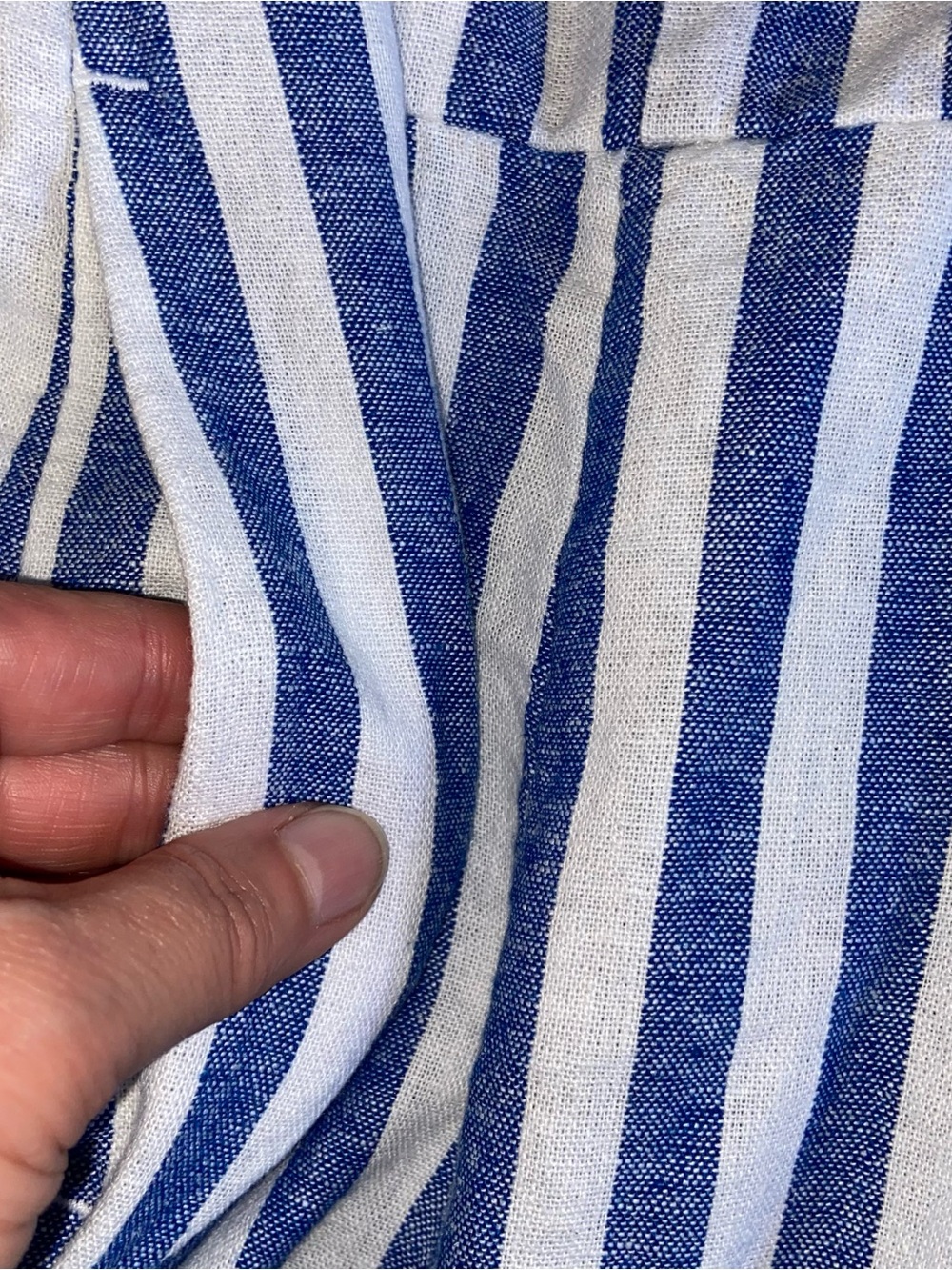 Old Navy Dress Womens XL Linen Blend Smocked Pockets Coastal Nautical Beach Blue - Picture 7 of 11